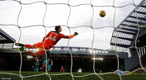 Forster, in full dive, was unable to get anywhere near Salah's effort as it made its way into the back of the net. 