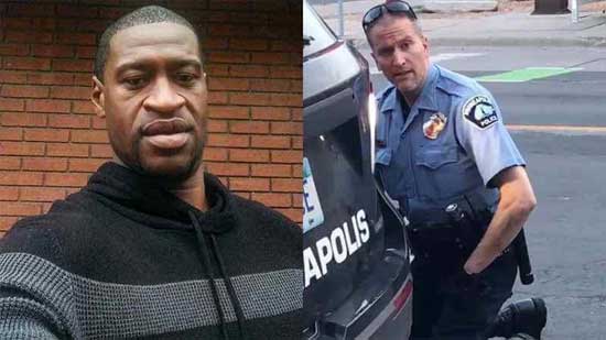 George Floyd (L) and  Former Minneapolis police officer Derek Chauvin. Image credit - Wand TV