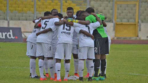 File image – GPL Week 02, Inter Allies players gather for a prayer against Kumasi Asante Kotoko on Sunday, March 25th, 2018, at the Kumasi Sports Stadium. Image courtesy of @interalliesfc