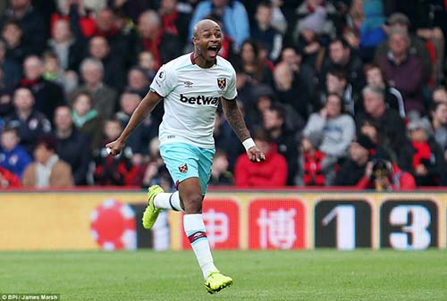 Andre Ayew thought he had earned West Ham a point when he levelled in the 84th minute but it was not to be for the visitors. (Photo: BPI/Marsh)