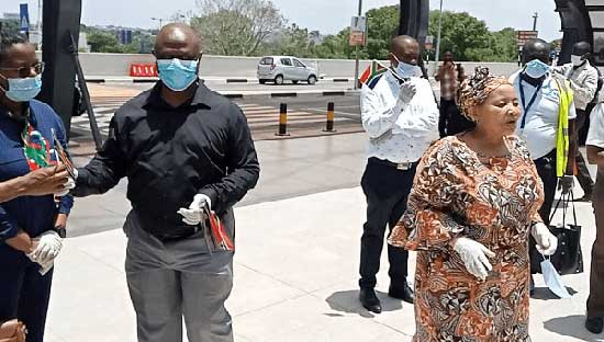 The South African Ambassador to Ghana, Lulana Ximgwana, escorted her nationals to the Kotoka International Airport (KIA)