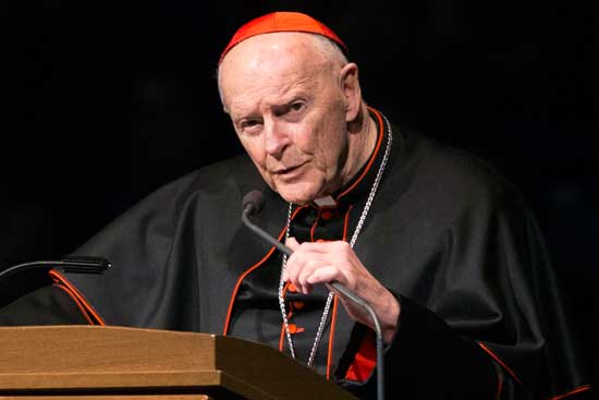 Then-Cardinal Theodore McCarrick speaks during a memorial service in South Bend, Ind., on March 4, 2015.Robert Franklin / South Bend Tribune via AP file