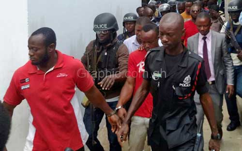 File image:  suspected members of the Delta Force vigilante group said to have masterminded a court attack in Kumasi are led to court in this image dated Oct 27 , 2017.