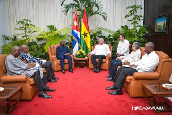Dr Mahamudu Bawumia in a bilateral talks with the President of Cuba, Miguel Diaz-Canel