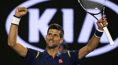 Novak Djokovic advances to the Australian Open final, where he is unbeaten in five previous appearances
